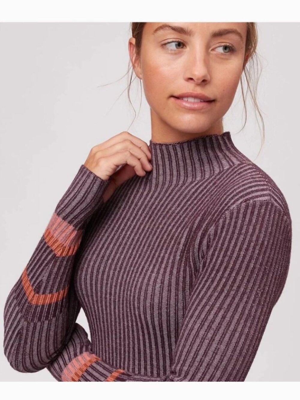 Smartwool Dacono Wool Blend Ribbed Knit Mock Neck Sweater Stretch Women's XL - Picture 6 of 11